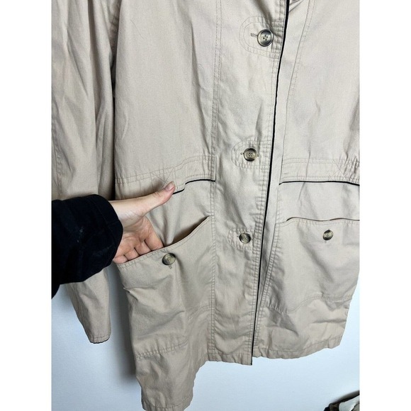 Ashton Cove Tan midi Trench jacket- Button front sz 8 fall jacket staple - Picture 4 of 11